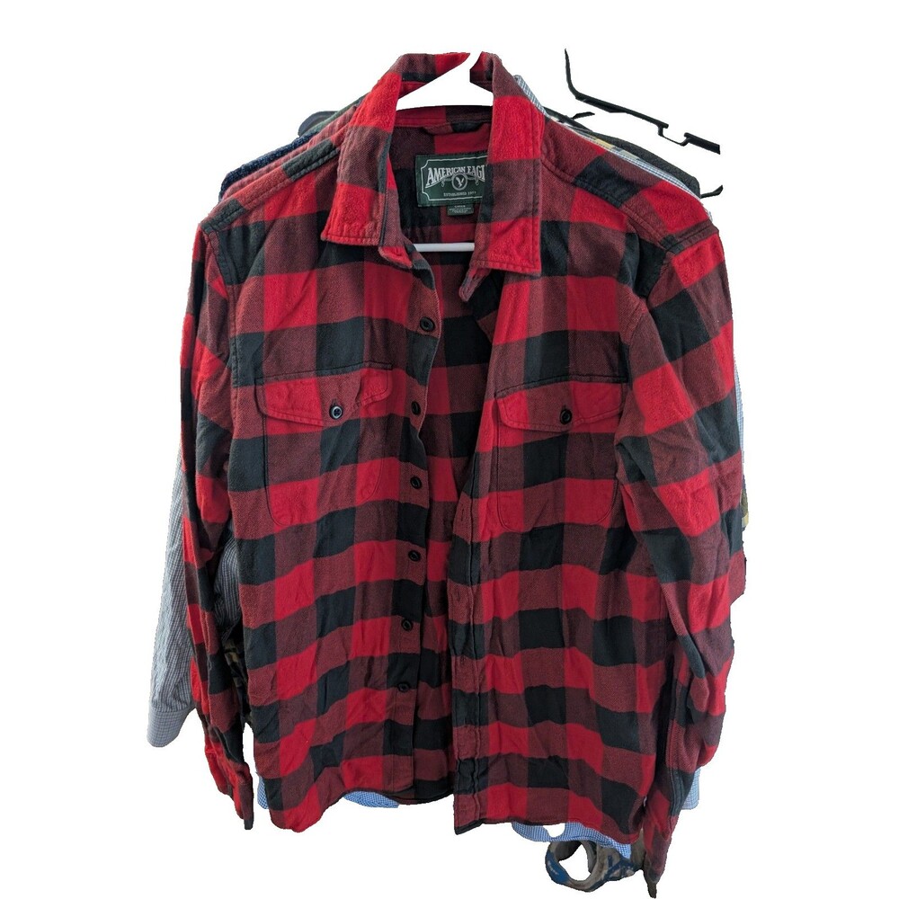 American Eagle Red/Black Button Down Flannel Shirt Small